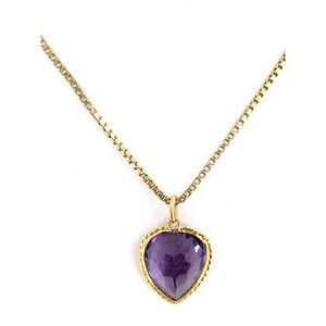 Vintage Necklace 14K Gold Purple Sapphire Teardrop 16in 4g Added 14KT GP Chain